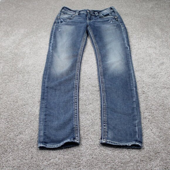 Silver Joga Suki Mid Skinny Jeans Womens 29x31 Blue 5-Pocket Stretch Denim - Picture 2 of 16
